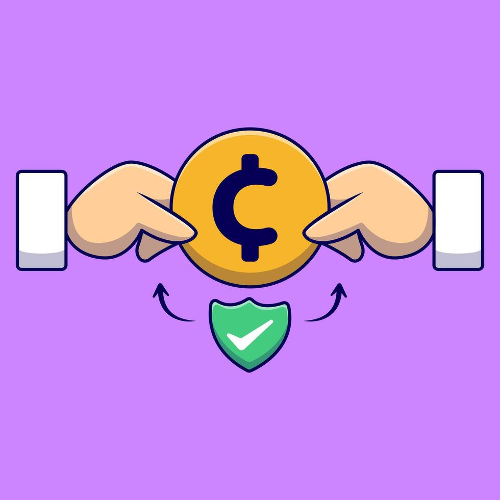 mynt transaktion säkerhet tecknad serie vektor ikoner illustration. platt tecknad serie begrepp. lämplig för några kreativ projekt.