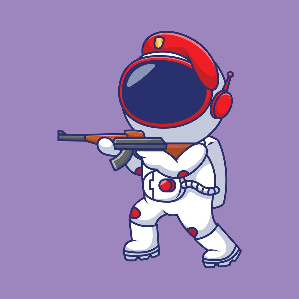 süß Astronaut Heer Schießen Karikatur Vektor Symbole Illustration. eben Karikatur Konzept. geeignet zum irgendein kreativ Projekt.