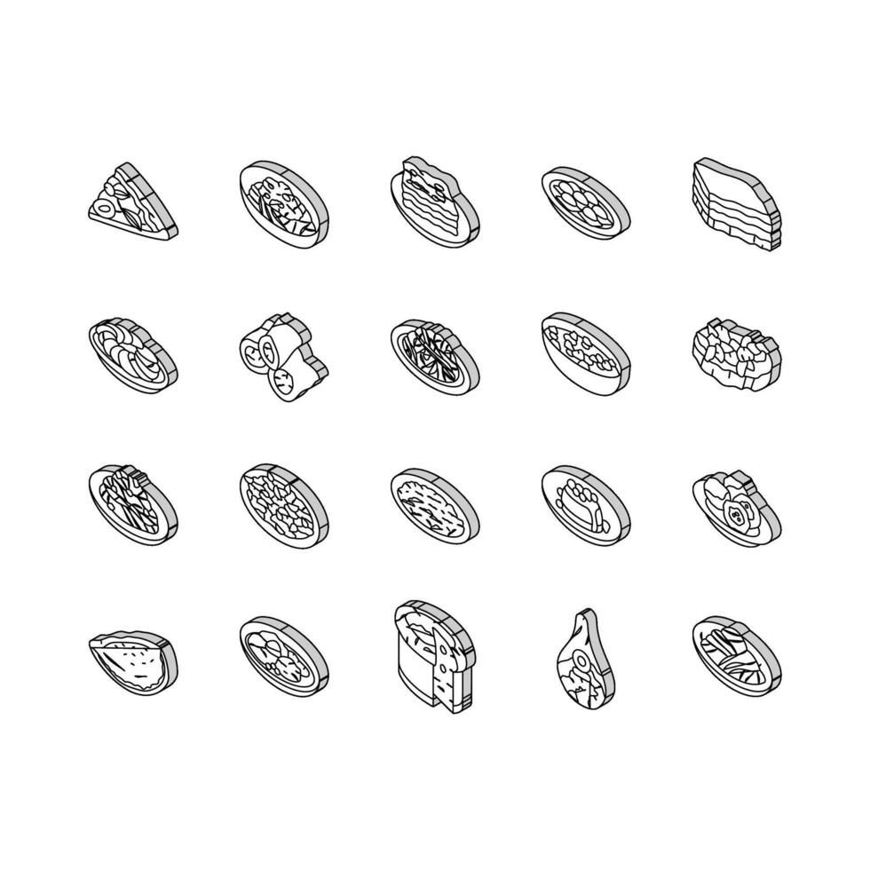 italiensk kök mat pasta isometrisk ikoner uppsättning vektor