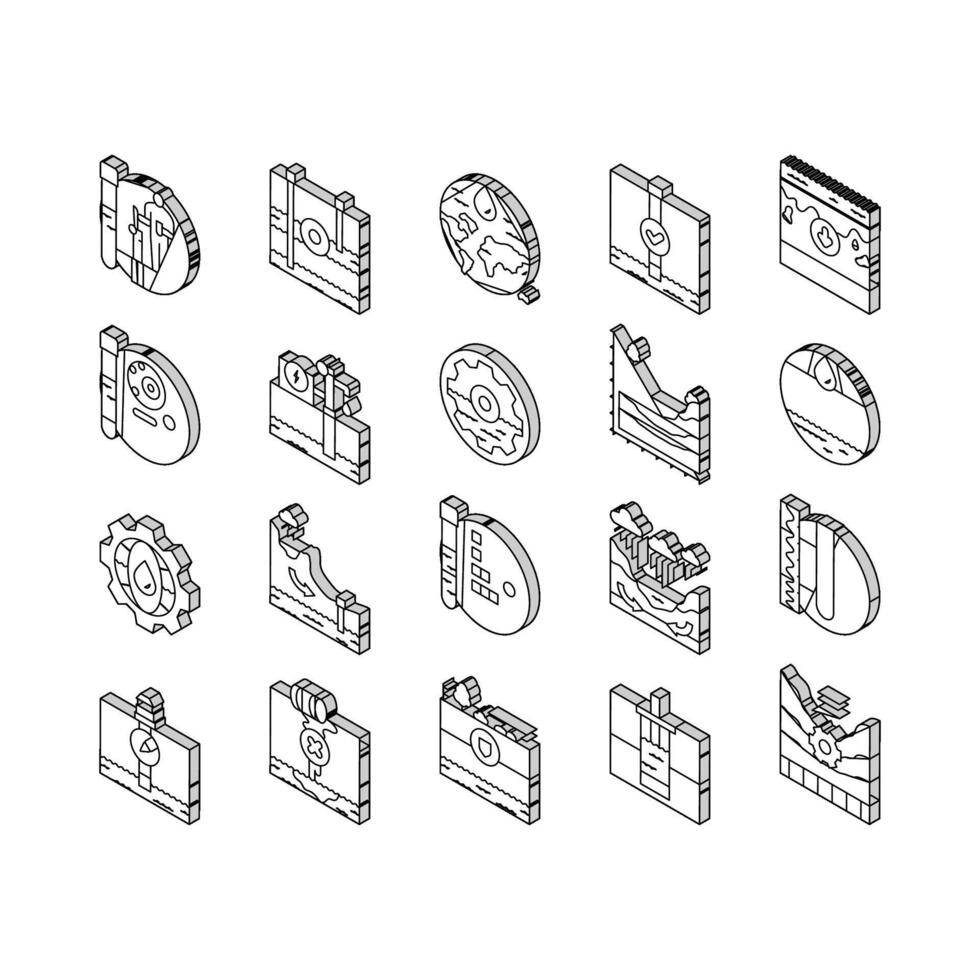 hydrogeolog industriell isometrisk ikoner uppsättning vektor