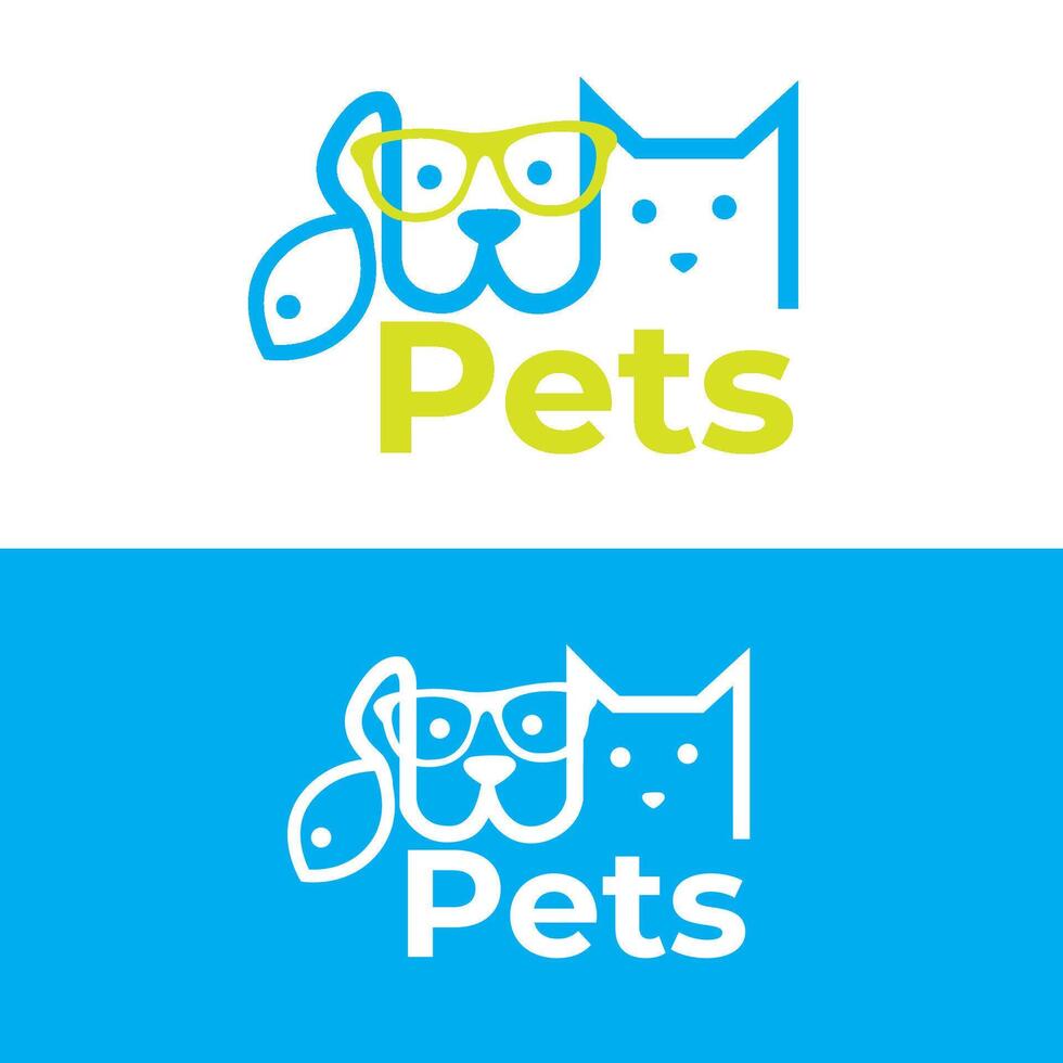 Hund Logo Design Vektor Format linear Haustier Vektor Illustration Logo Katze Hund und Fisch Veterinär Logo
