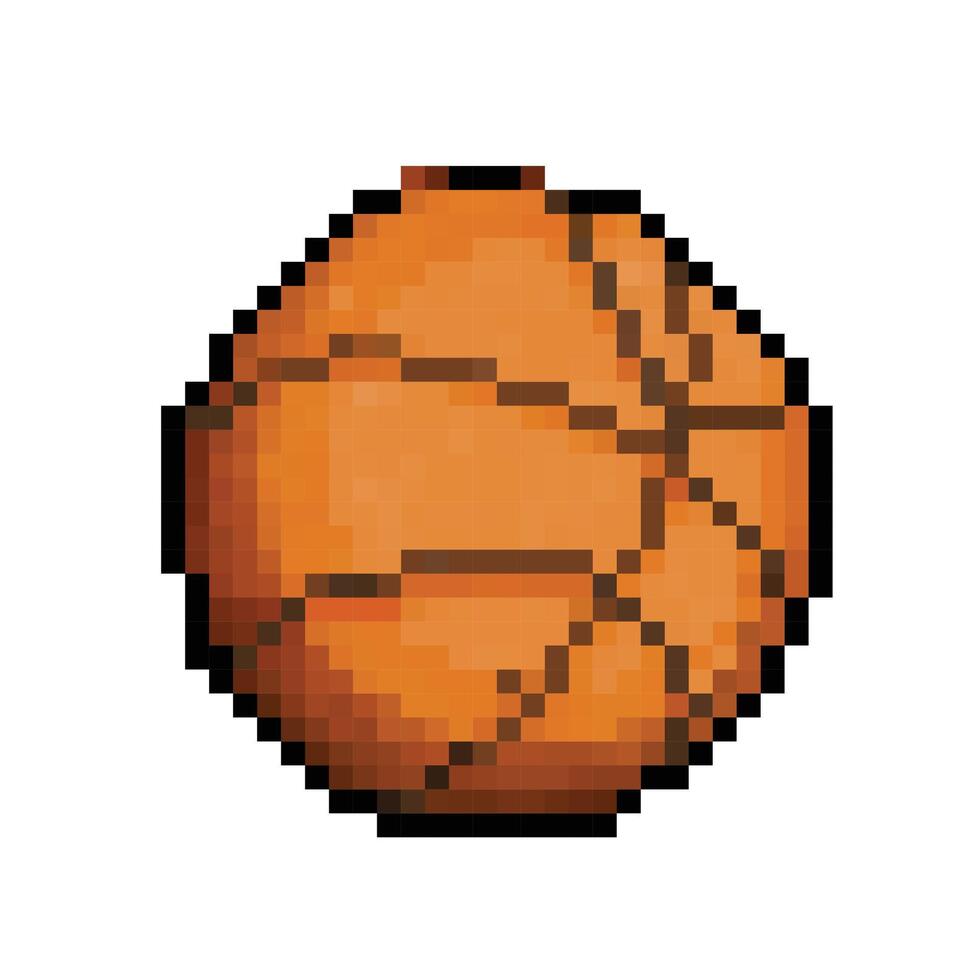 Basketball Orange Sport Ball. Pixel bisschen retro Spiel gestylt Vektor Illustration Zeichnung. einfach eben Karikatur Zeichnung isoliert auf Platz Weiß Hintergrund.