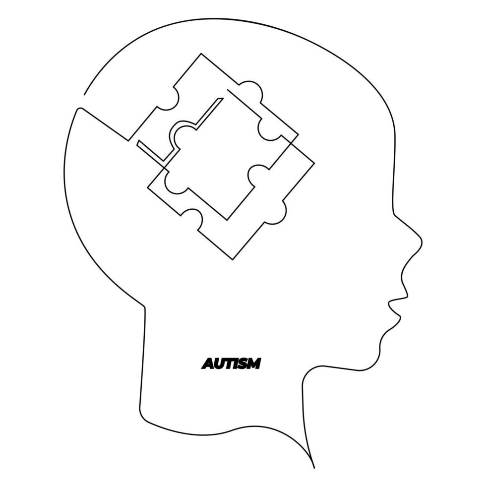 einer Linie Kunst Vektor von Autismus Bewusstsein Konzept Kunst und Autismus Tag Design und Illustration