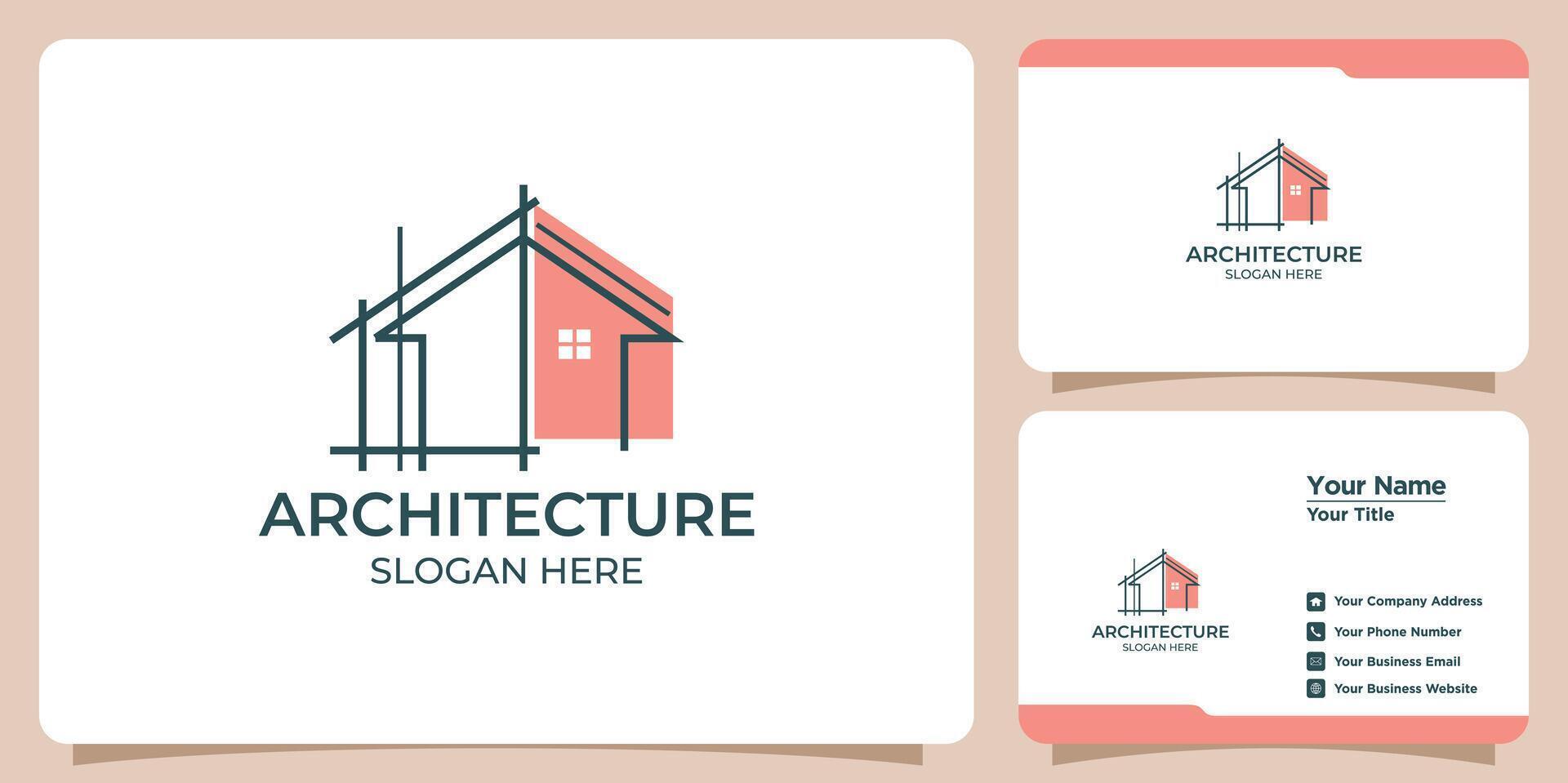 byggnad arkitekt logotyp och företag kort vektor