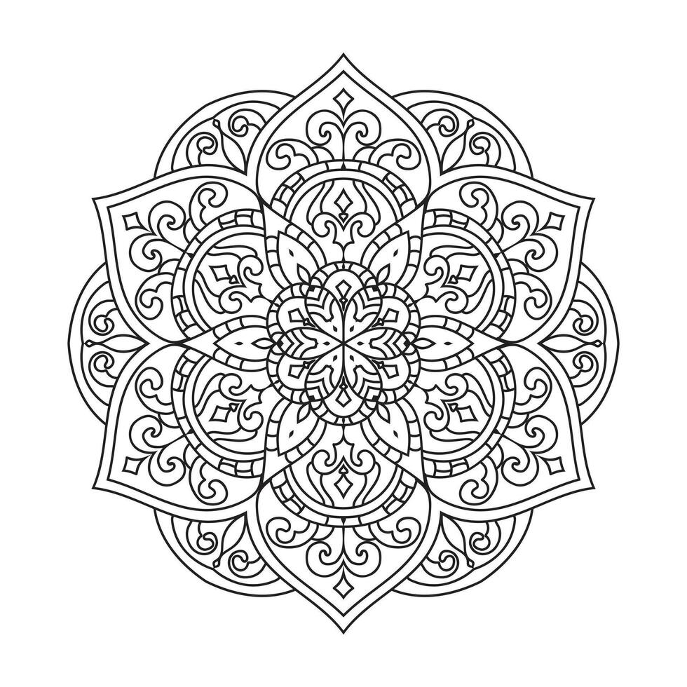 Gliederung Mandala dekorativ und Zier Design zum Färbung Seite vektor