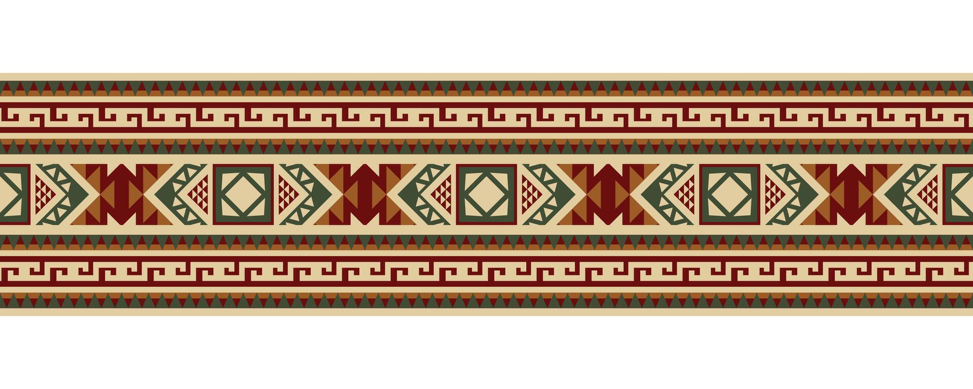 aztekisch Stammes- geometrisch ethnisch nahtlos Muster. ethnisch orientalisch Streifen Rand Ornament Vektor. Jahrgang einheimisch amerikanisch afrikanisch Mexikaner. traditionell Ornament. Design Textil, Stoff, Teppich, Verpackung. vektor