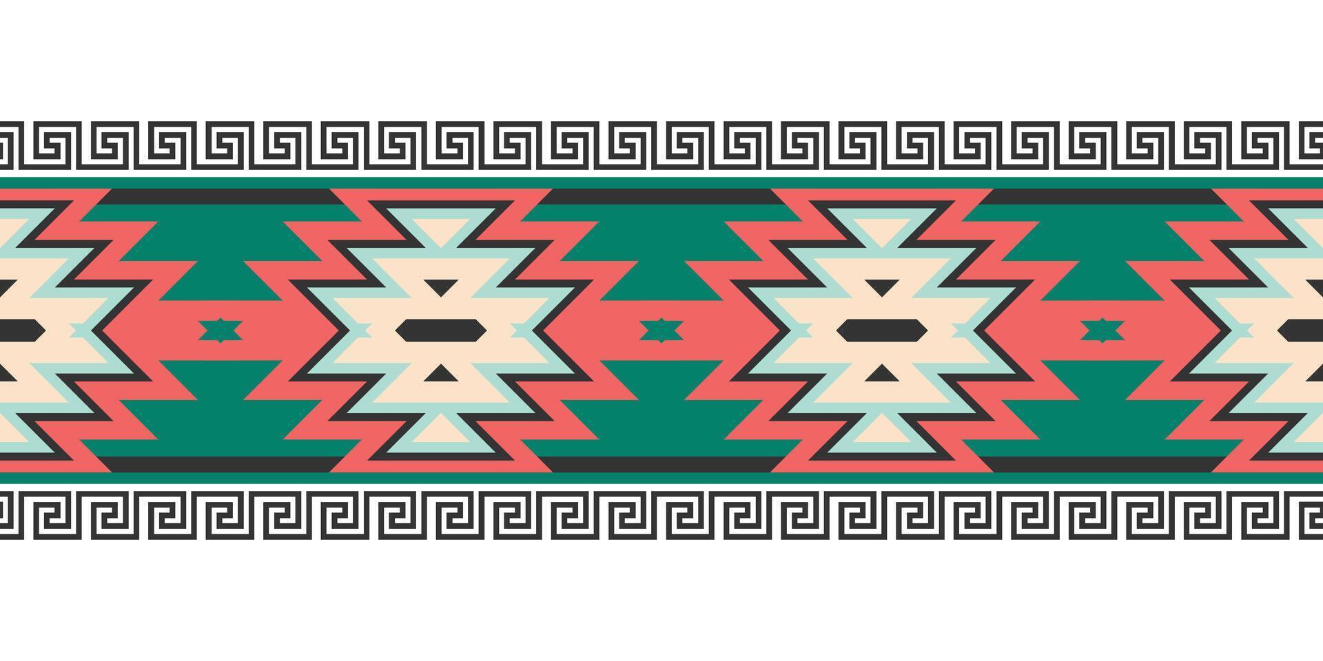 aztekisch Stammes- geometrisch ethnisch nahtlos Muster. ethnisch orientalisch Streifen Rand Ornament Vektor. Jahrgang einheimisch amerikanisch afrikanisch Mexikaner. traditionell Ornament. Design Textil, Stoff, Teppich, Verpackung. vektor
