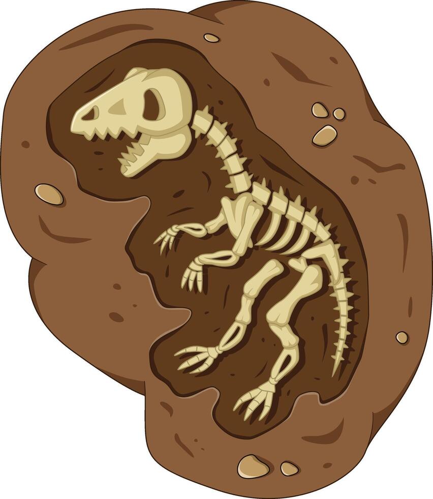 Dinosaurier Fossil Skelett im das Boden, archäologisch Ausgrabung Karikatur Stil vektor
