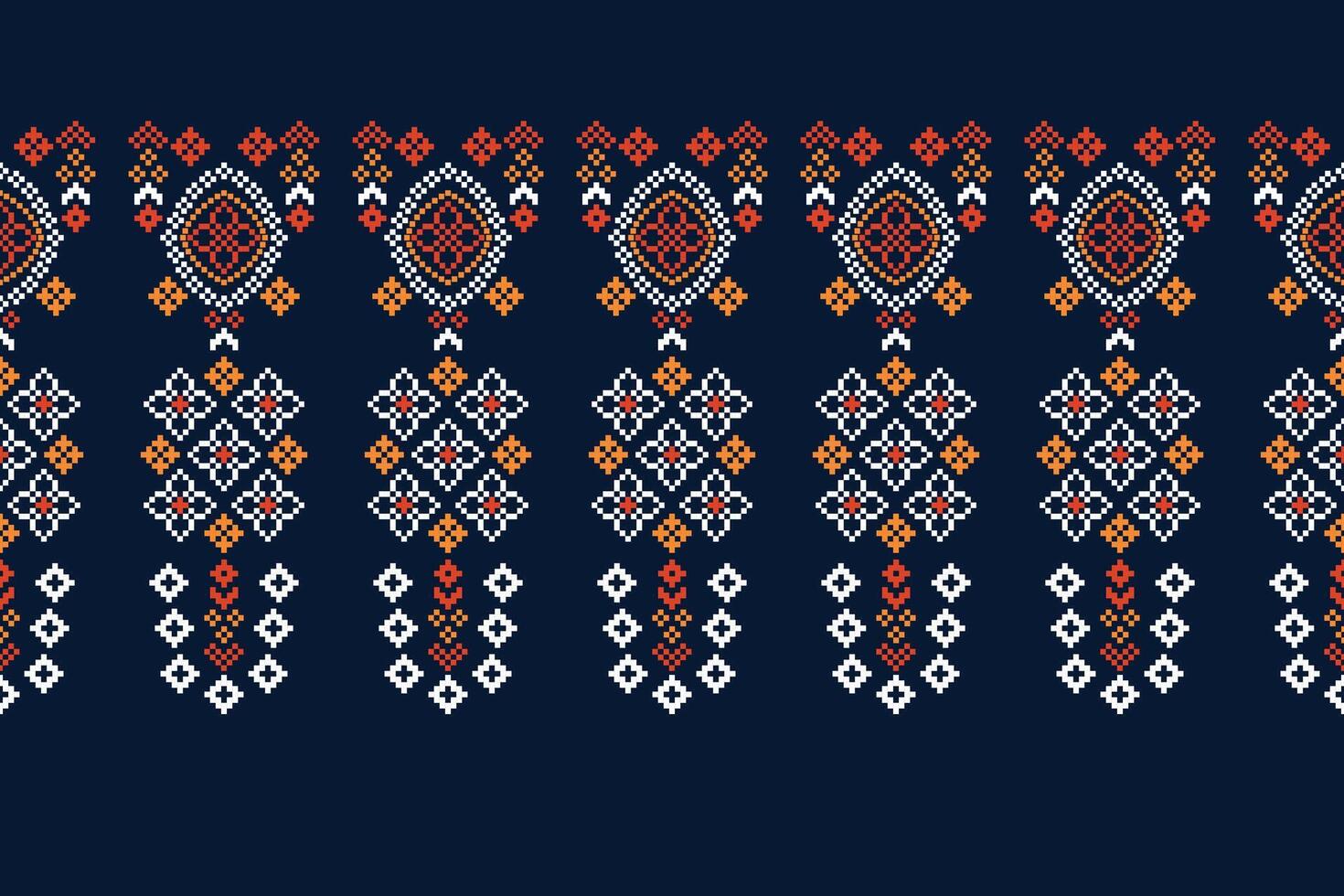 traditionell ethnisch Motive Ikat geometrisch Stoff Muster Kreuz Stich.ikat Stickerei ethnisch orientalisch Pixel Marine Blau Hintergrund. abstrakt, vektor, illustration. Textur, Schal, Dekoration, Tapete. vektor