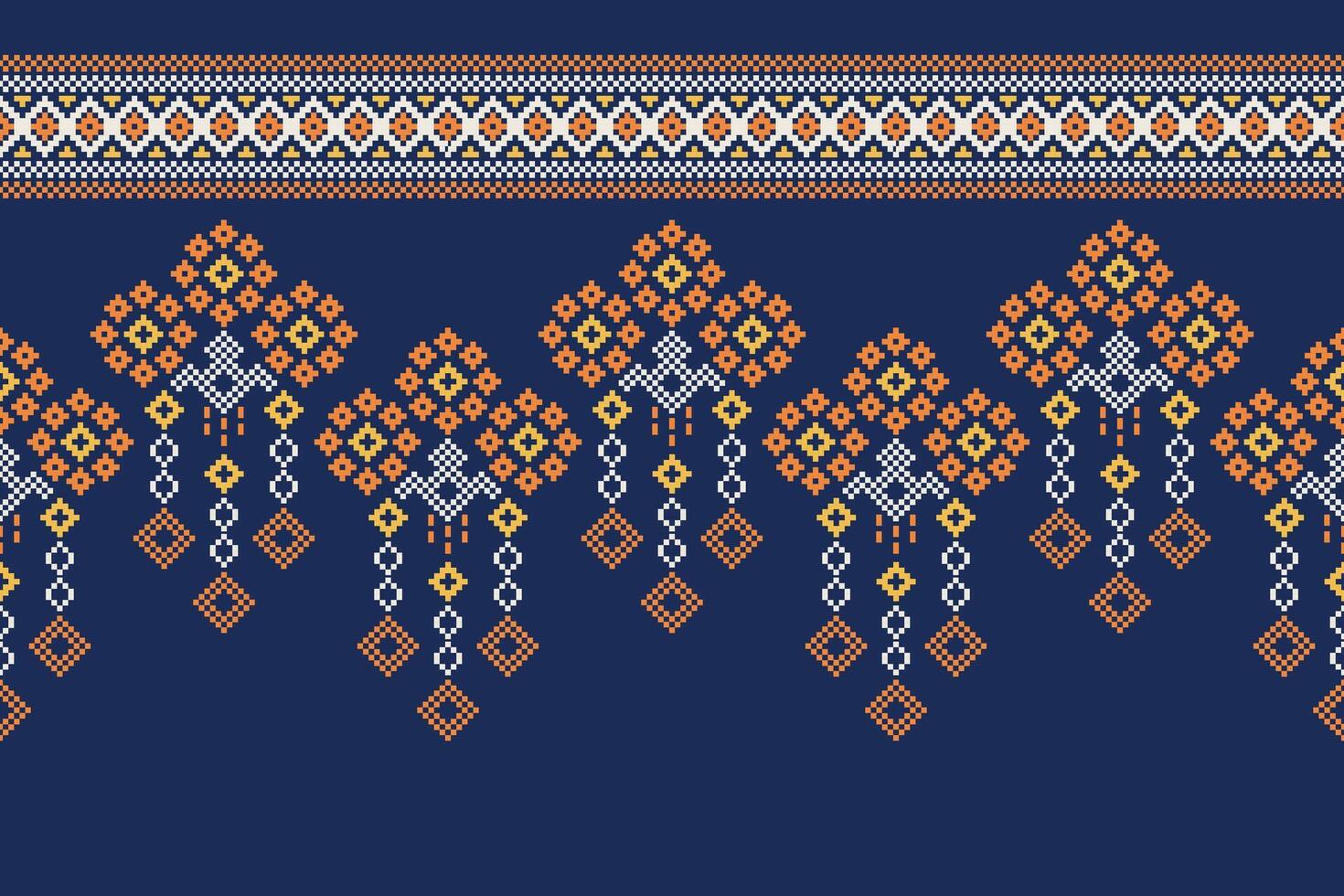 traditionell ethnisch Motive Ikat geometrisch Stoff Muster Kreuz Stich.ikat Stickerei ethnisch orientalisch Pixel Marine Blau Hintergrund. abstrakt, vektor, illustration. Textur, Schal, Dekoration, Tapete. vektor