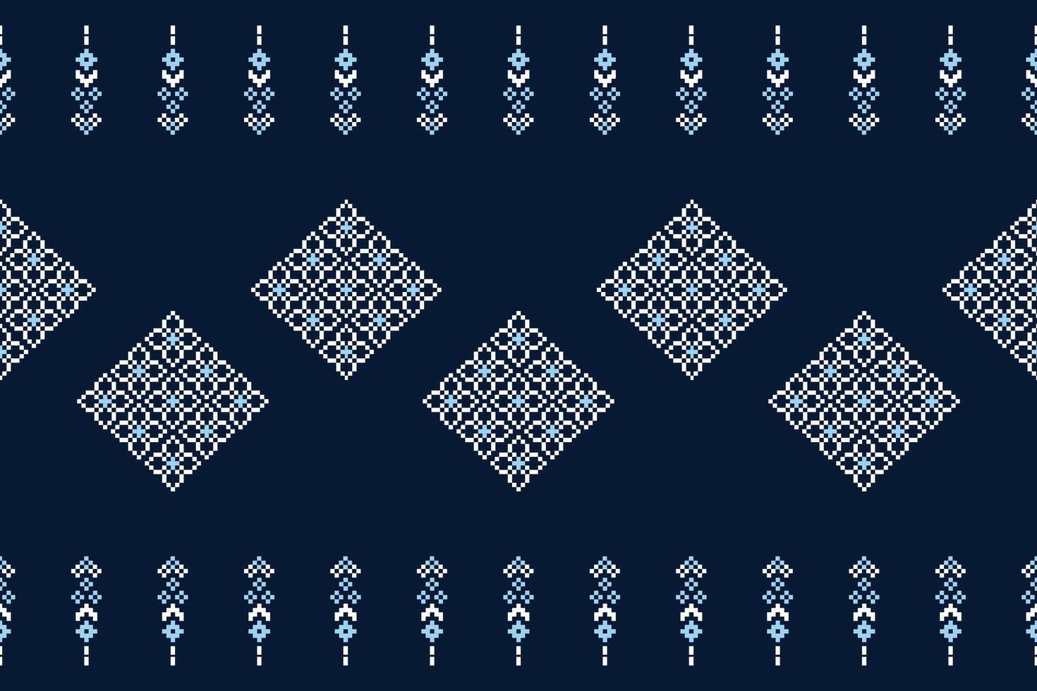 traditionell ethnisch Motive Ikat geometrisch Stoff Muster Kreuz Stich.ikat Stickerei ethnisch orientalisch Pixel Marine Blau Hintergrund. abstrakt, vektor, illustration. Textur, Schal, Dekoration, Tapete. vektor