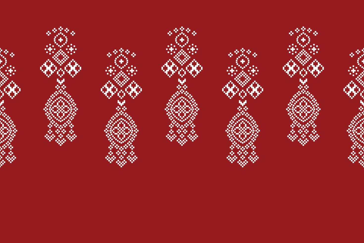 traditionell ethnisch Motive Ikat geometrisch Stoff Muster Kreuz Stich.ikat Stickerei ethnisch orientalisch Pixel rot Hintergrund. abstrakt, vektor, illustration. Textur, Weihnachten, Dekoration, Tapete. vektor