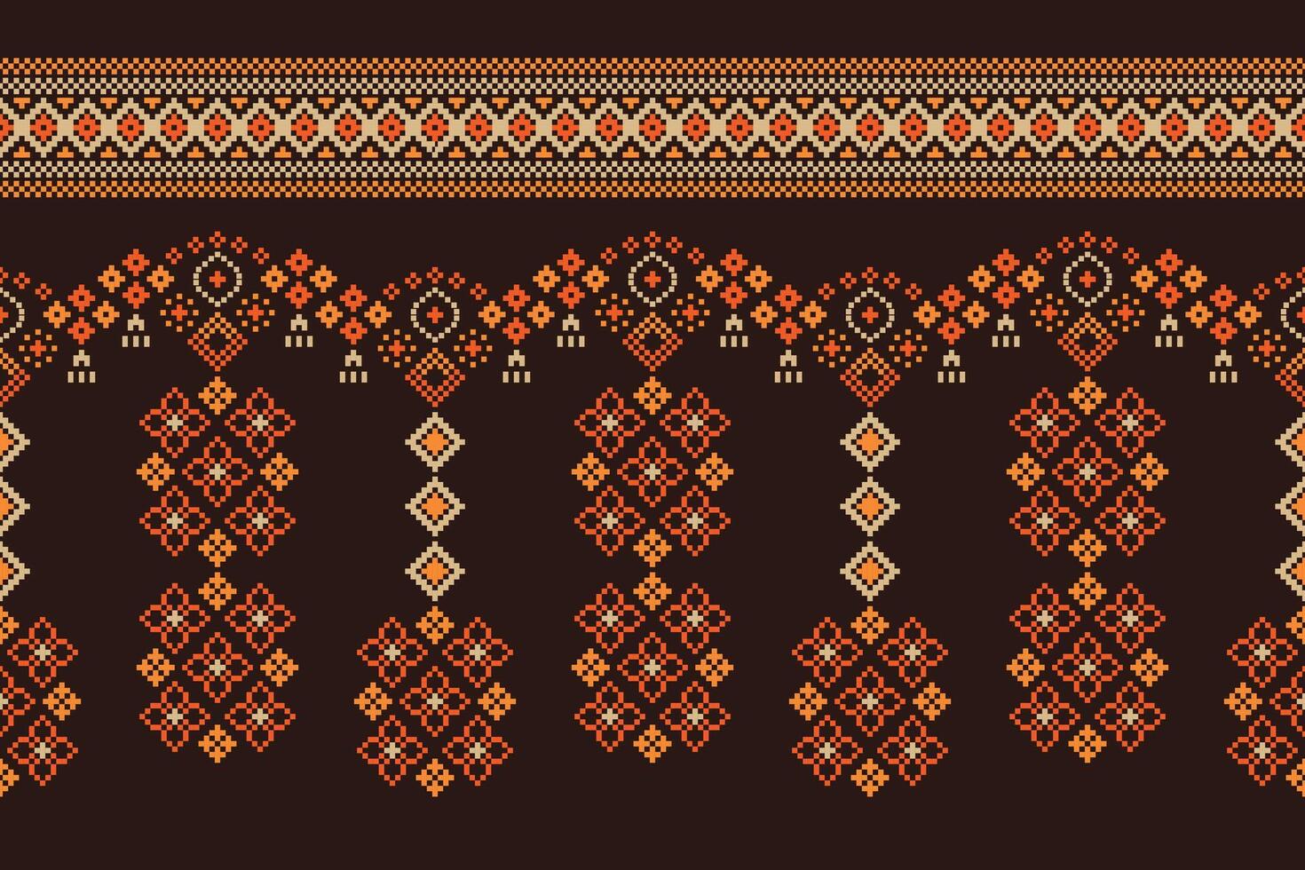 traditionell ethnisch Motive Ikat geometrisch Stoff Muster Kreuz Stich.ikat Stickerei ethnisch orientalisch Pixel braun Hintergrund. abstrakt, vektor, illustration. Textur, Schal, Dekoration, Tapete. vektor