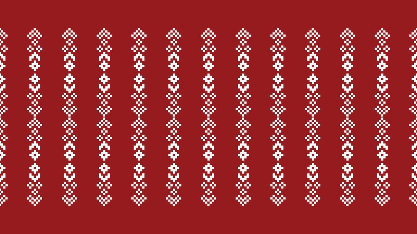 traditionell ethnisch Motive Ikat geometrisch Stoff Muster Kreuz Stich.ikat Stickerei ethnisch orientalisch Pixel rot Hintergrund. abstrakt, vektor, illustration. Textur, Weihnachten, Dekoration, Tapete. vektor