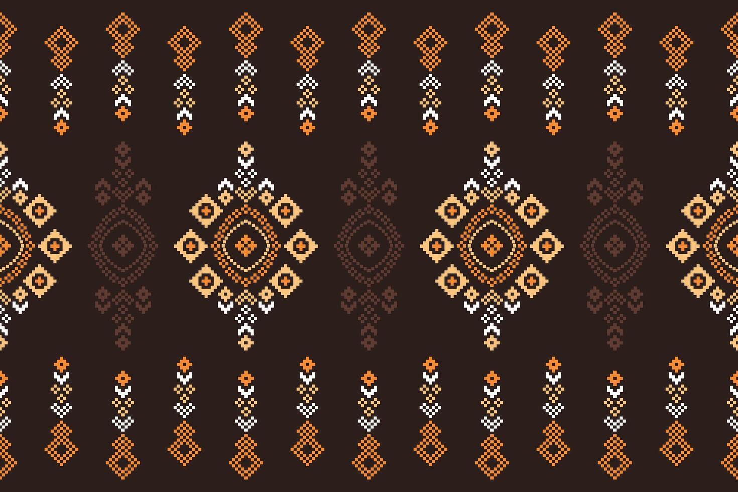 traditionell etnisk motiv ikat geometrisk tyg mönster korsa stitch.ikat broderi etnisk orientalisk pixel brun bakgrund. abstrakt, vektor, illustration. textur, halsduk, dekoration, tapeter. vektor