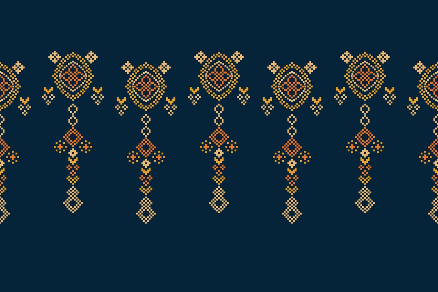 traditionell ethnisch Motive Ikat geometrisch Stoff Muster Kreuz Stich.ikat Stickerei ethnisch orientalisch Pixel Marine Blau Hintergrund. abstrakt, vektor, illustration. Textur, Schal, Dekoration, Tapete. vektor