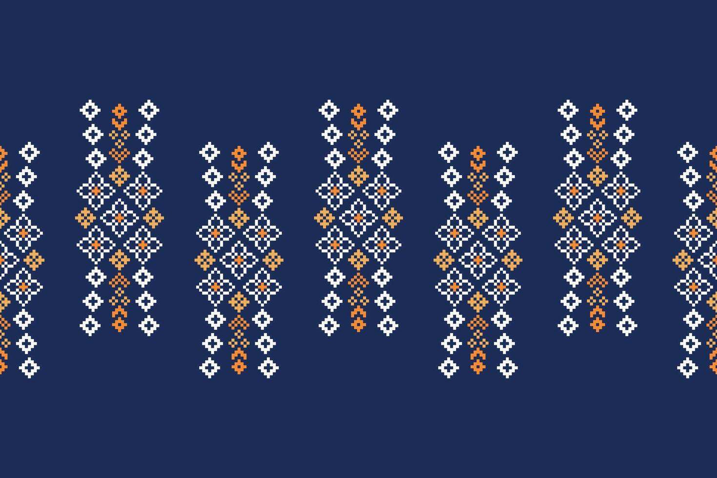 traditionell ethnisch Motive Ikat geometrisch Stoff Muster Kreuz Stich.ikat Stickerei ethnisch orientalisch Pixel Marine Blau Hintergrund. abstrakt, vektor, illustration. Textur, Schal, Dekoration, Tapete. vektor