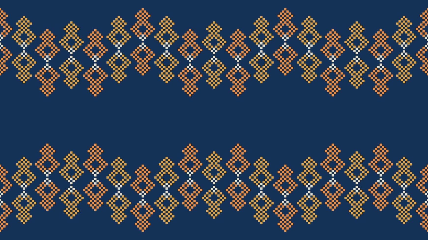 traditionell ethnisch Motive Ikat geometrisch Stoff Muster Kreuz Stich.ikat Stickerei ethnisch orientalisch Pixel Marine Blau Hintergrund. abstrakt, vektor, illustration. Textur, Schal, Dekoration, Tapete. vektor