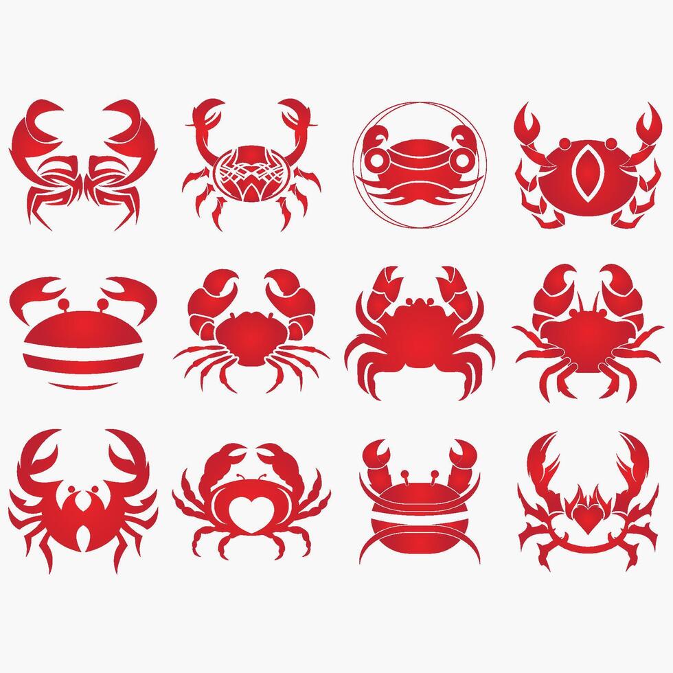 samling av krabba logotyper vektor