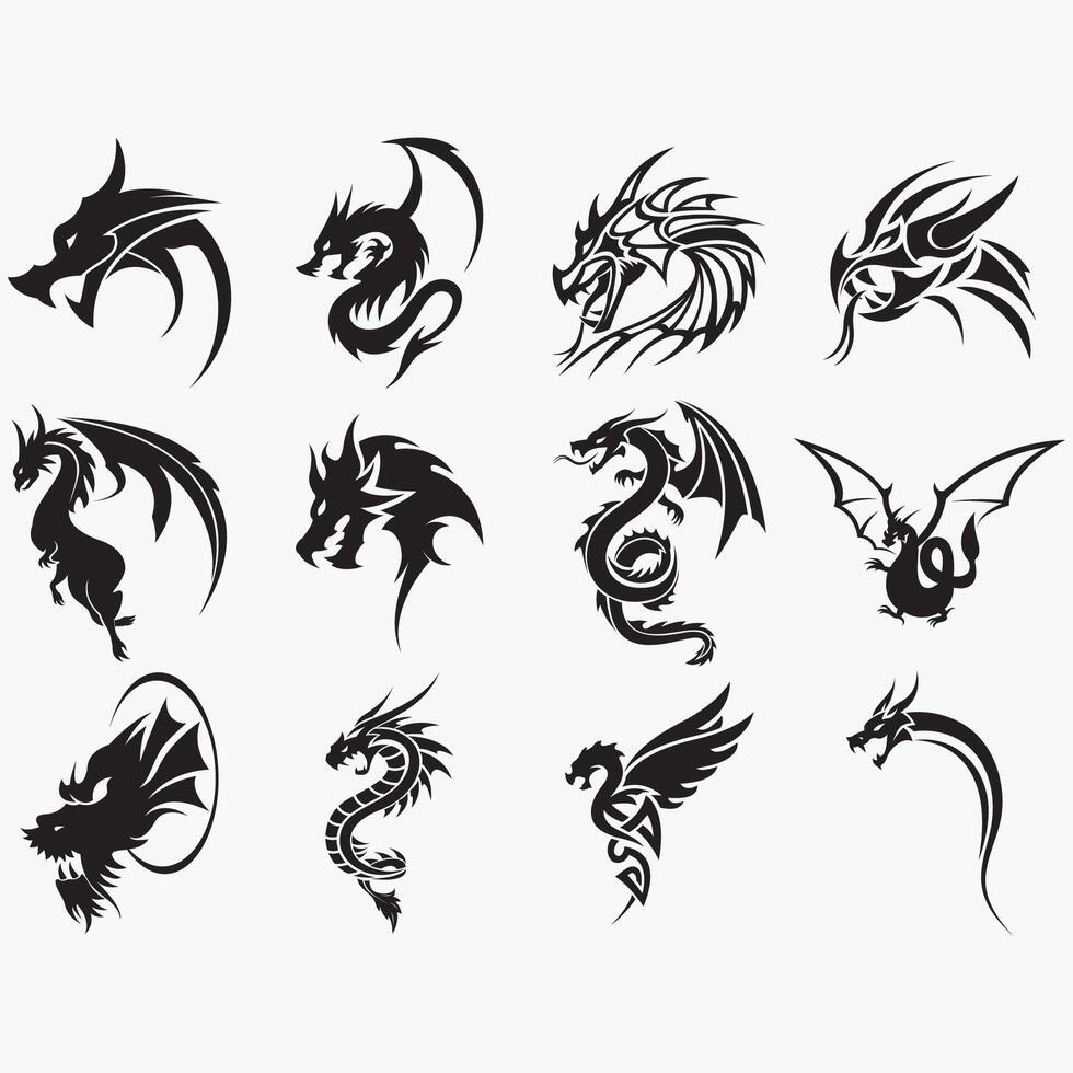 samling av drake logotyper vektor