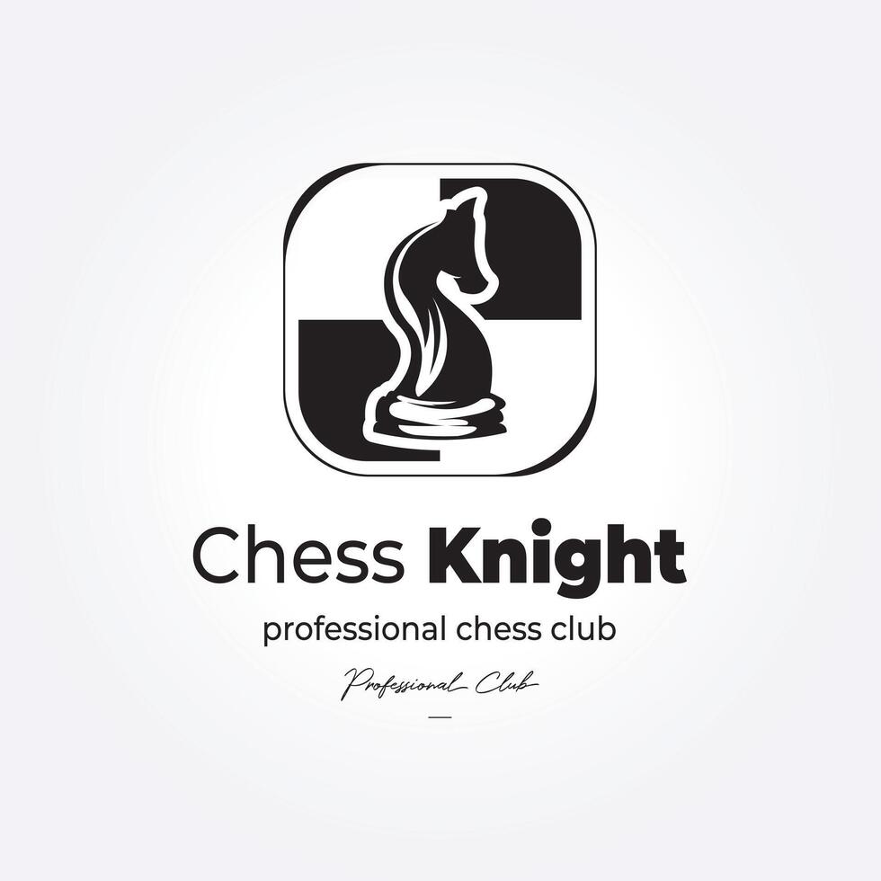 minimalistisk emblem vektor schack riddare logotyp mall. kreativ häst schack styrelse ikon illustration design