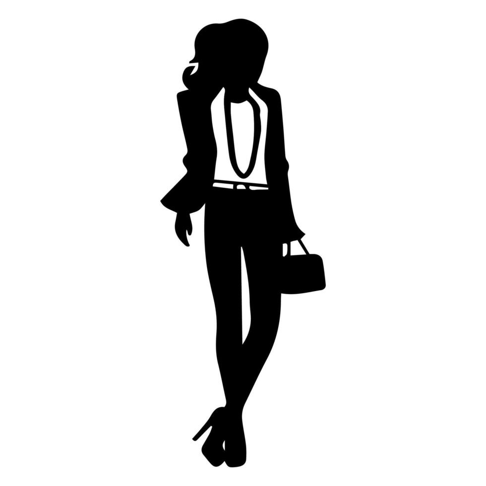 Frauen Modell- Silhouette Stehen anders posieren auf ein Weiß Hintergrund vektor