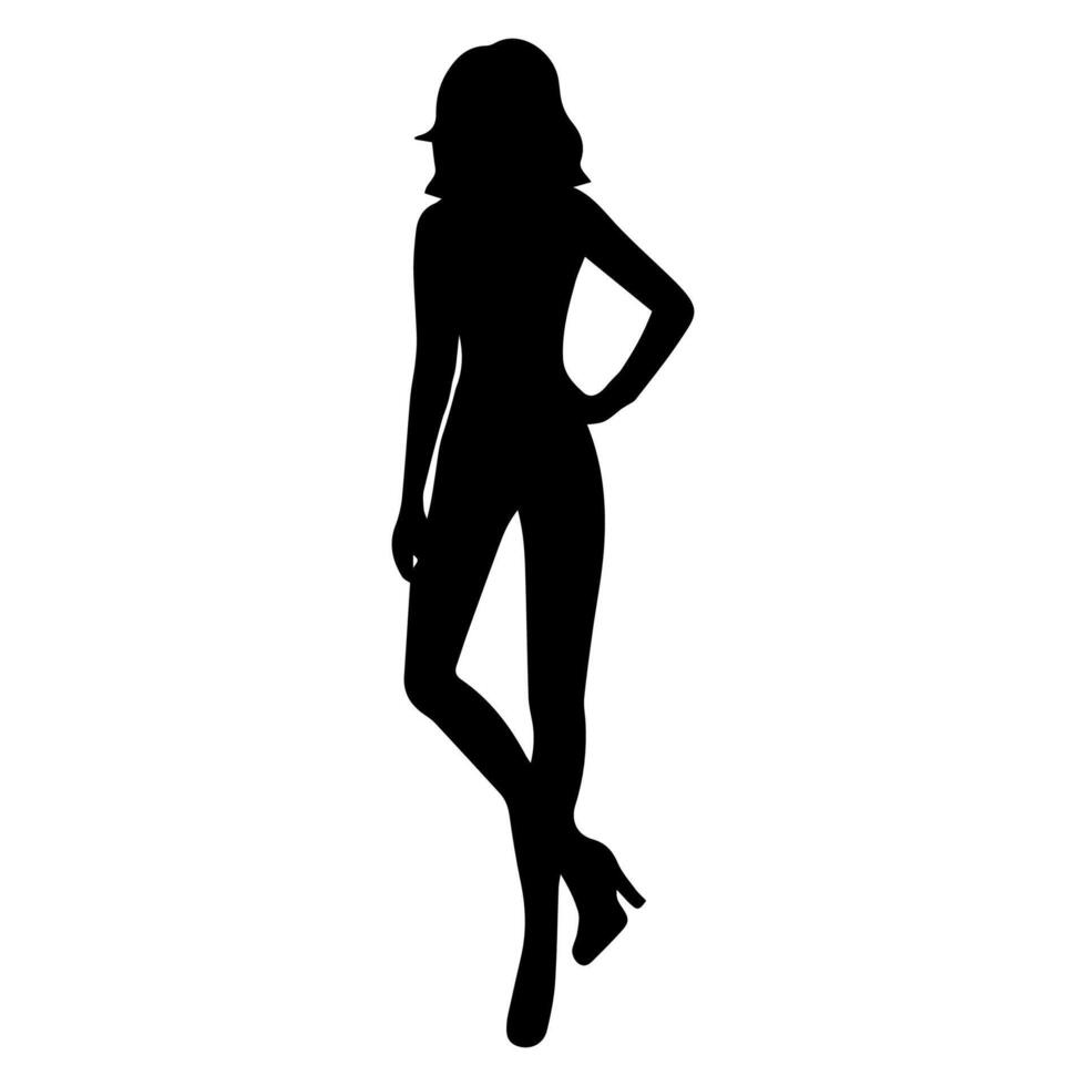 Frauen Modell- Silhouette Stehen anders posieren auf ein Weiß Hintergrund vektor