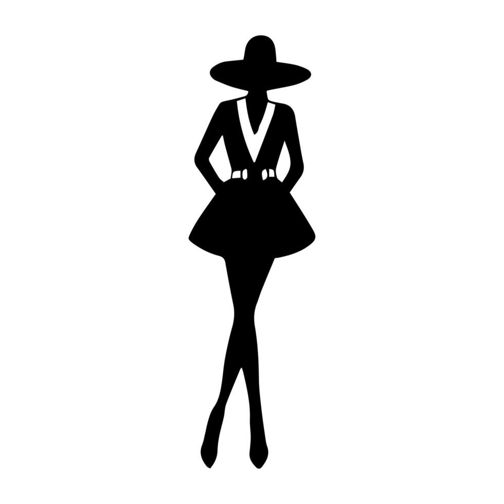 Silhouette von Frau tragen hoch Absätze , Stand mit Ihre Beine gekreuzt, auf ein Weiß Hintergrund vektor