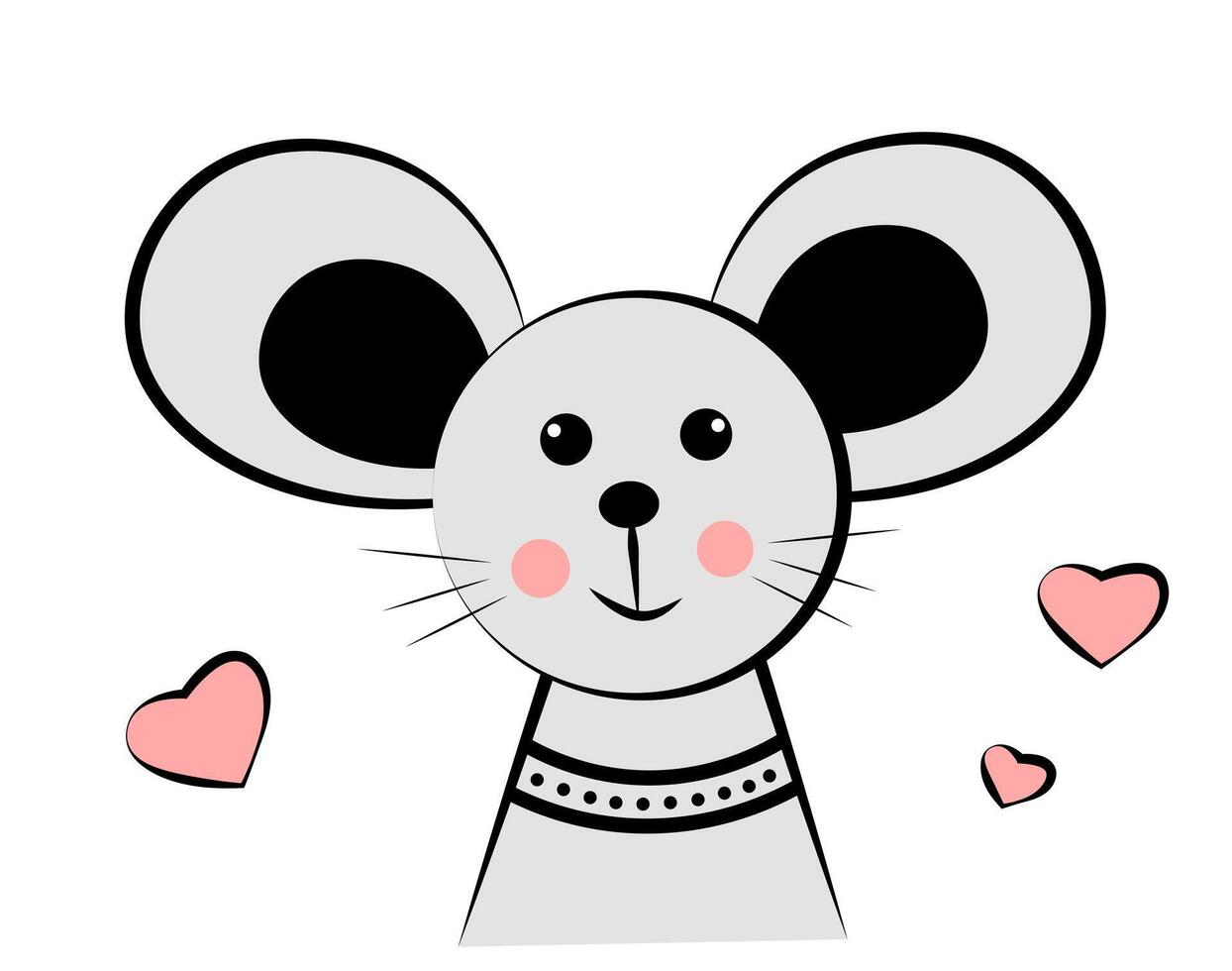 Porträt von ein Maus auf ein Weiß Hintergrund. Gekritzel vektor