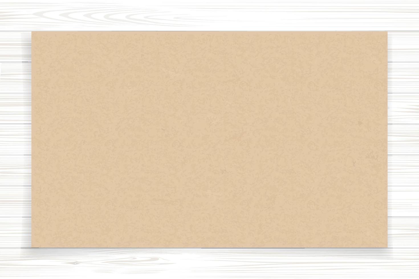 braunes Papierblatt auf weißem Holzstrukturhintergrund. Vektor. vektor