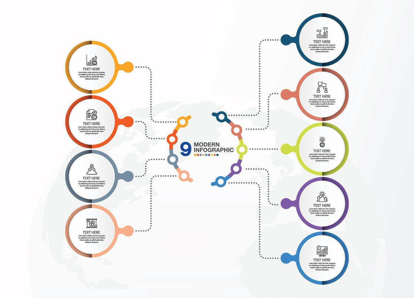 modern Infografik mit 9 Schritte, Prozess oder Optionen. vektor