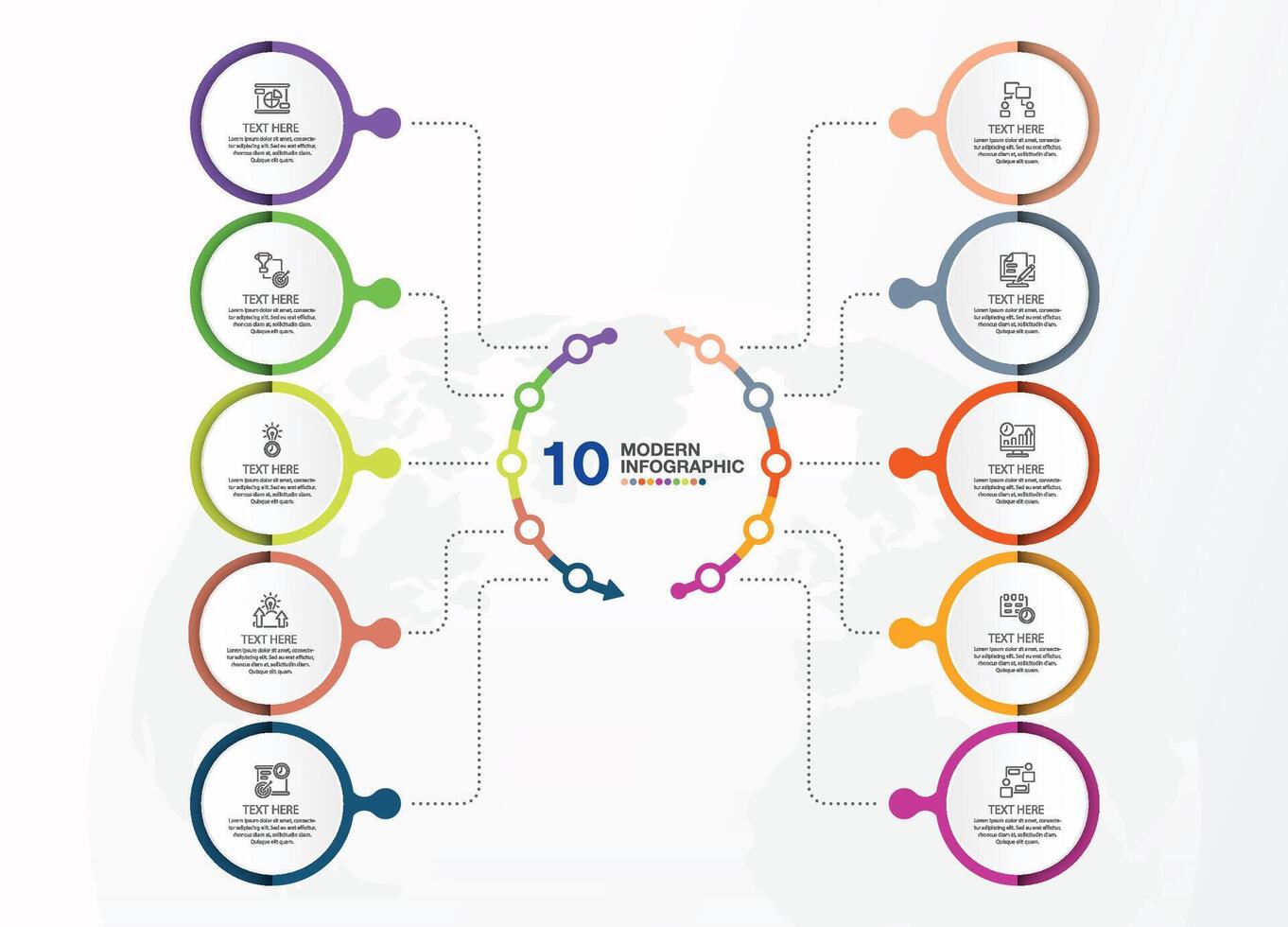 modern Infografik mit 10 Schritte und Geschäft Symbole zum Präsentation. vektor