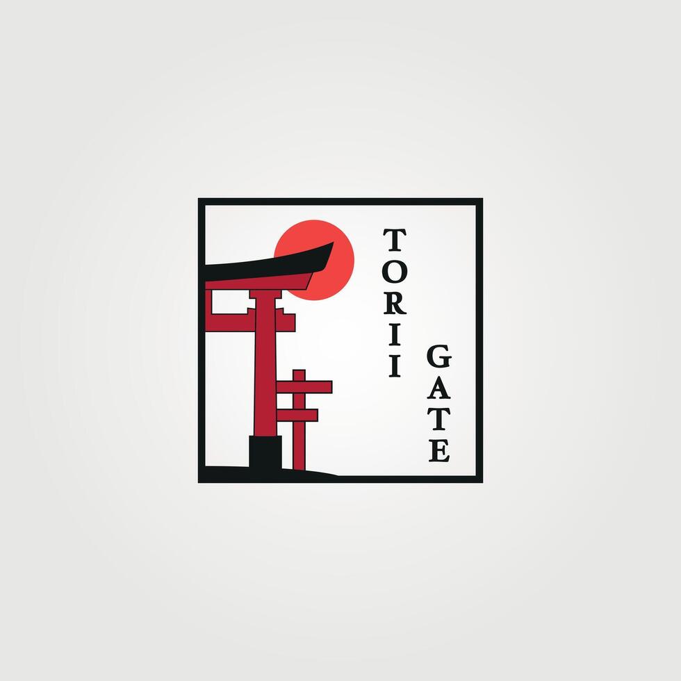 torii Tor Platz Logo Vektor Jahrgang Illustration Design, Symbol Zeichen und Symbol