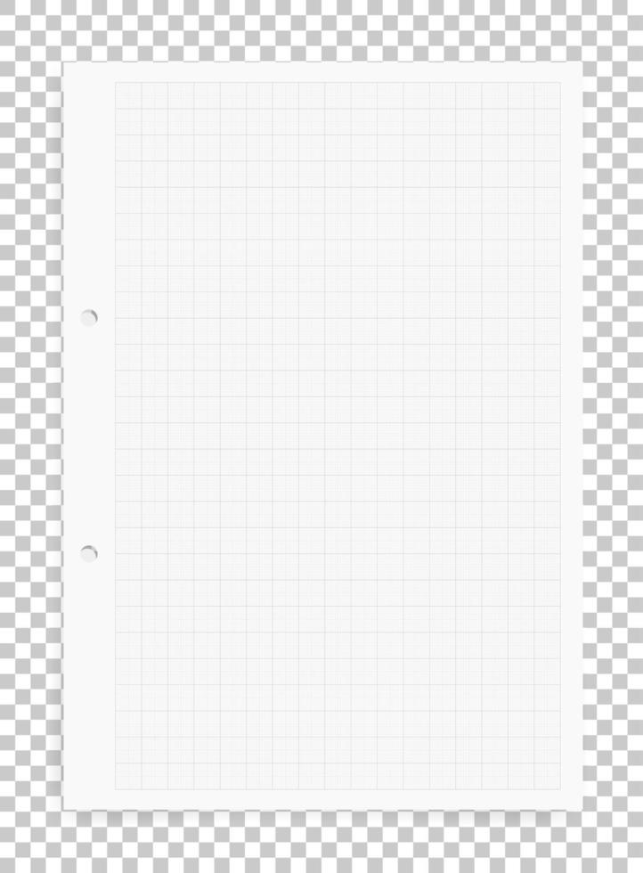 millimeterpapper ark bakgrund på transparent bakgrund med mjuk skugga. vektor. vektor