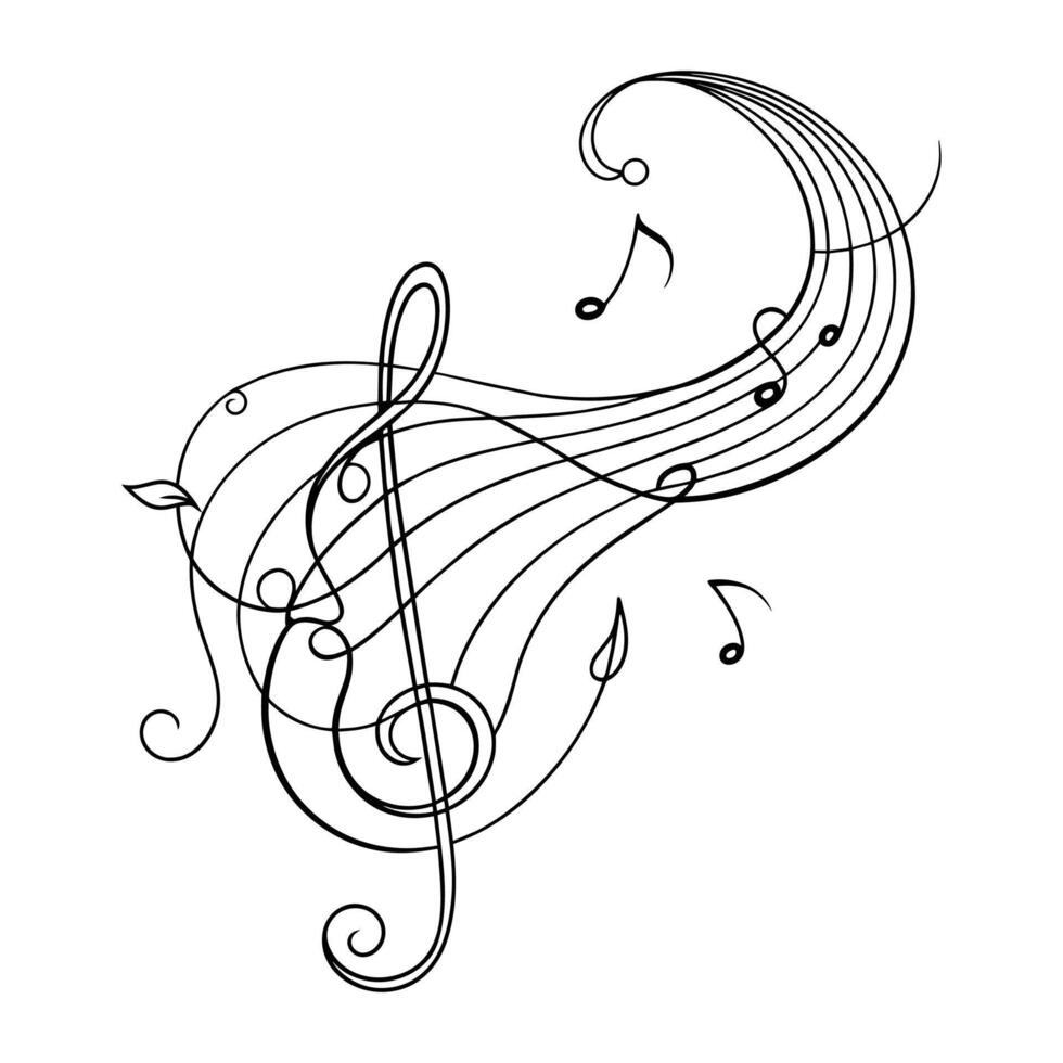 musikalisk strömma kontinuerlig linje konst teckning vektor