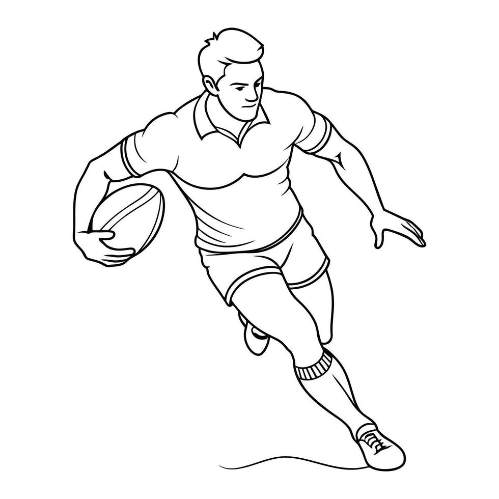 en rugby spelare kontinuerlig linje konst teckning vektor