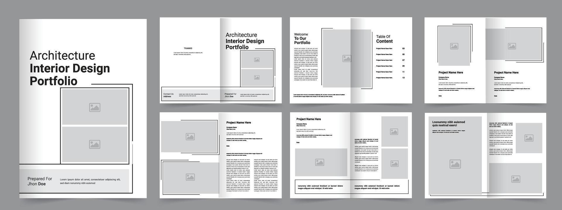 minimal Weiß die Architektur Portfolio Vorlage vektor