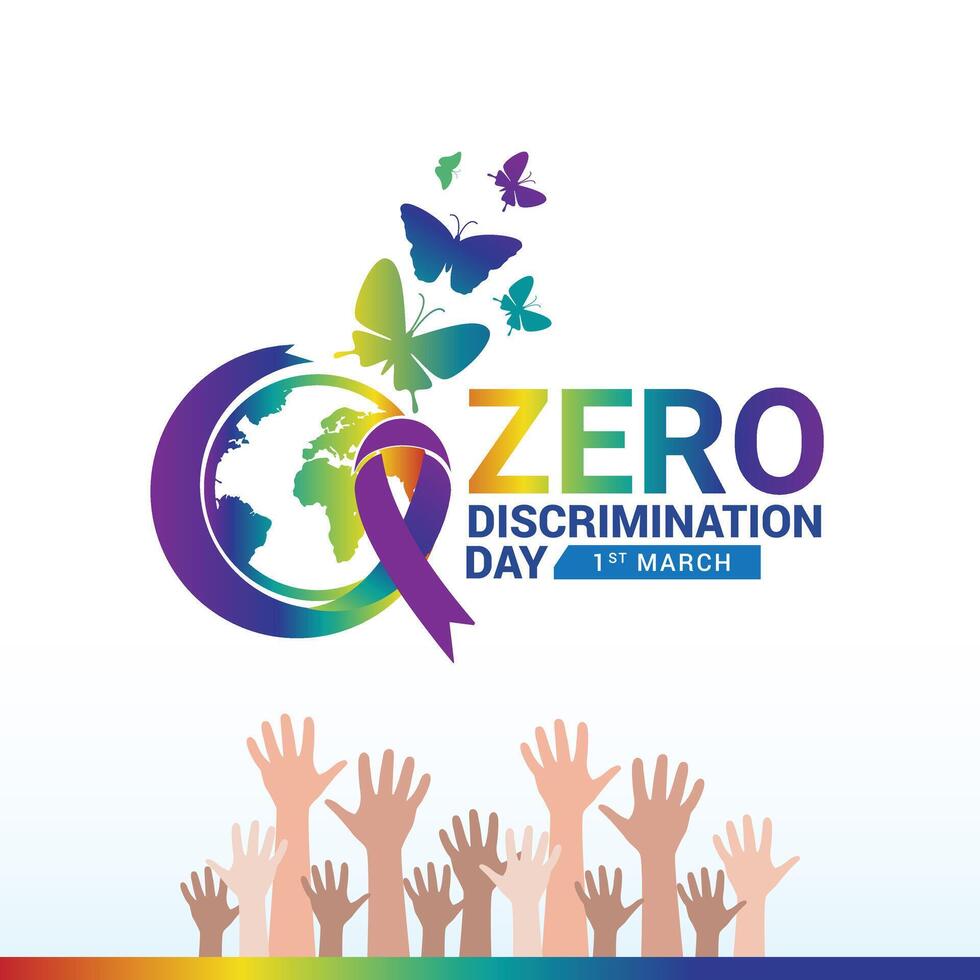 Null Diskriminierung Tag 1 Marsch. Vektor Grafik von Null Diskriminierung Tag gut zum Null Diskriminierung Tag Feier, wir feiern das richtig von jedermann zu Leben ein voll und produktiv Leben