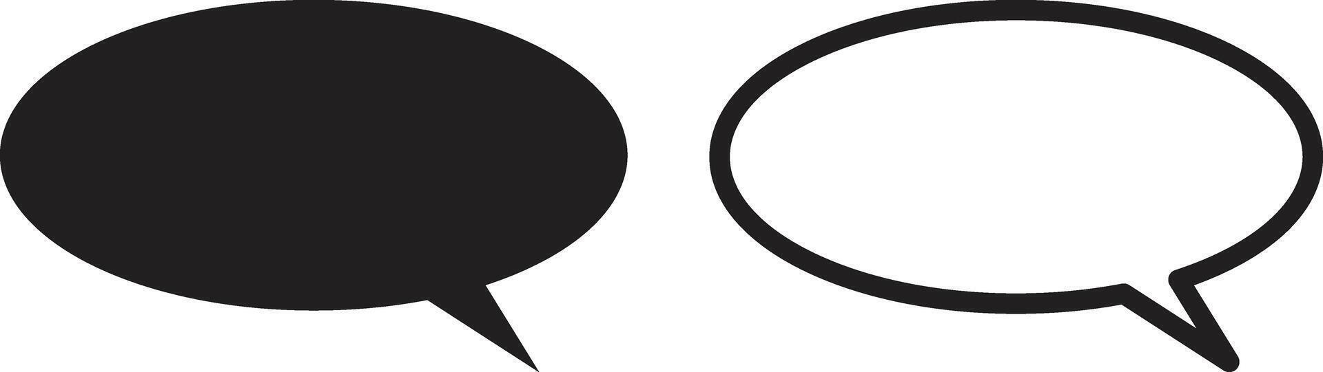 oval Tal bubbla ikon uppsättning i två stilar isolerat på vit bakgrund . vektor illustration