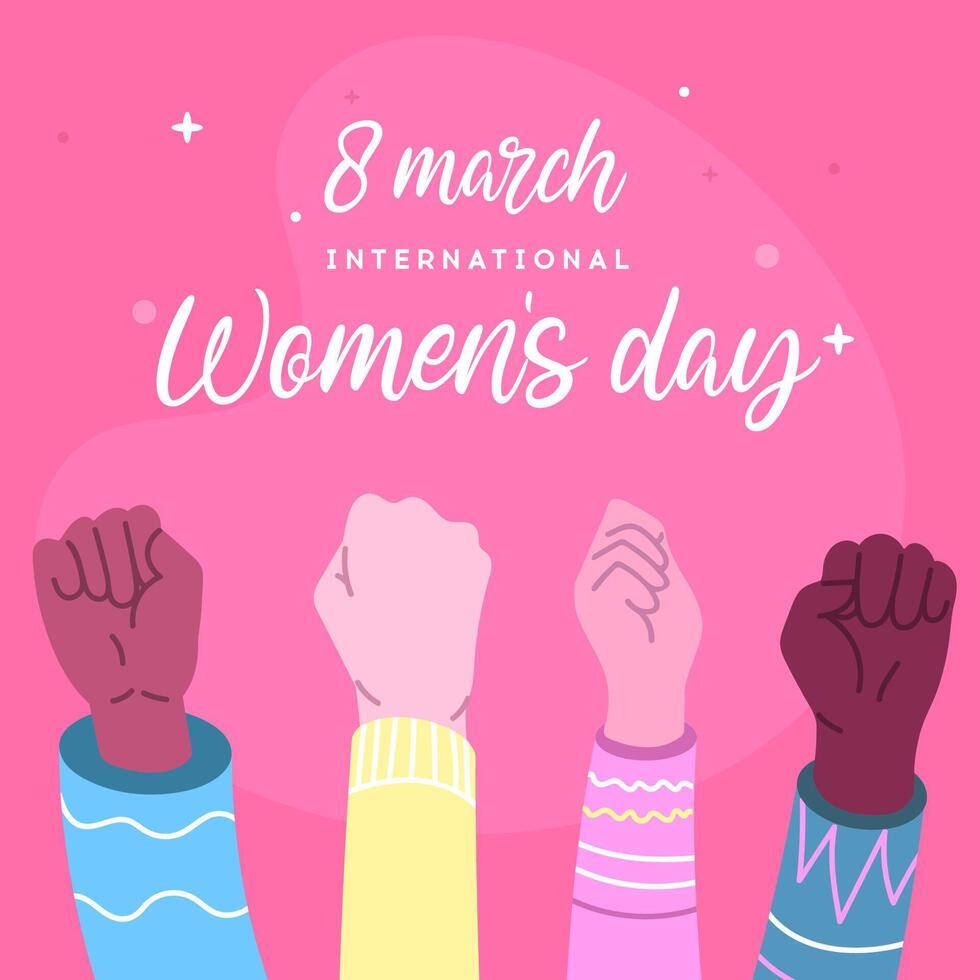 International Damen Tag Banner mit Hände vektor