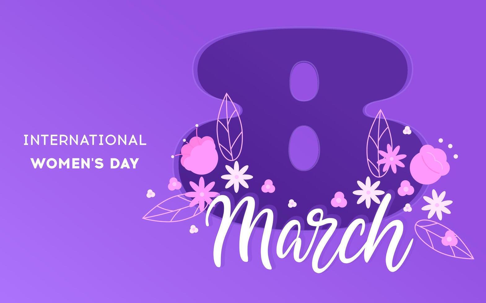 internationell kvinnors dag baner med blommor 8 Mars vektor