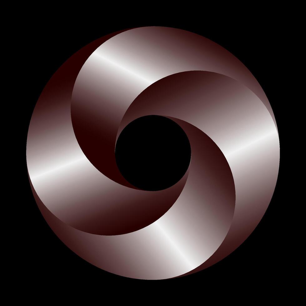 3d tolkning av en spiral design element isolerat på svart bakgrund. vektor