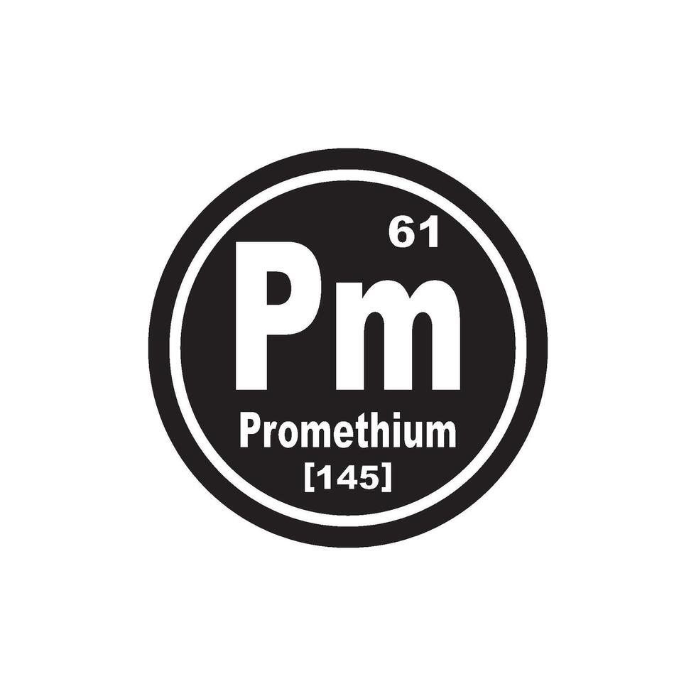 prometium ikon, kemisk element i de periodisk tabell vektor