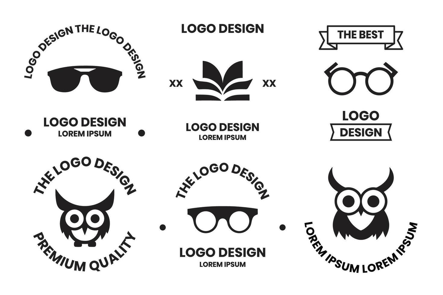 bokhandel eller glasögon affär logotyp eller bricka i bokhandel begrepp i årgång eller retro stil vektor