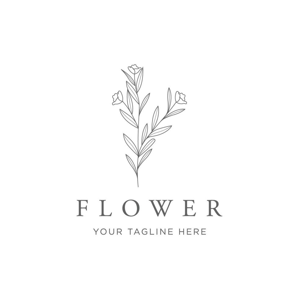 hand dragen blommig eller botanisk logotyp mall design.logotyp för företag, fotografi, studio, bröllop och blomma affär. vektor