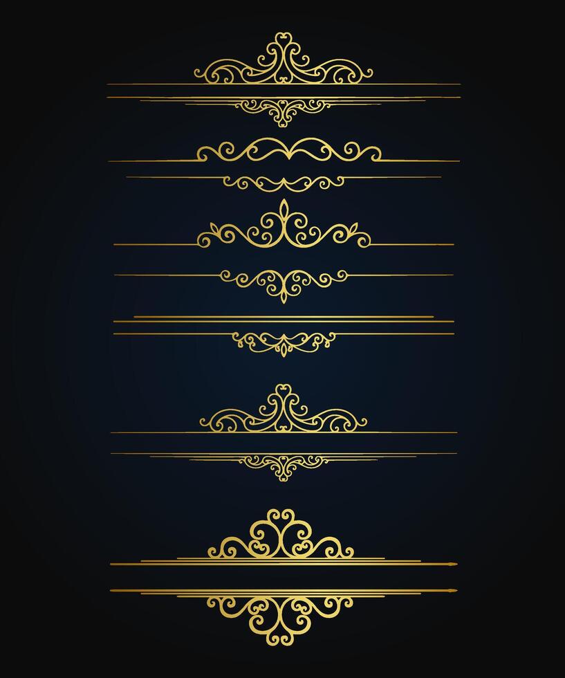 einstellen von dekorativ Jahrgang Frames und Grenzen Satz, Gold Foto Rahmen mit Ecke Thailand Linie Blumen- zum Bild, Vektor Design Dekoration Muster Stil.