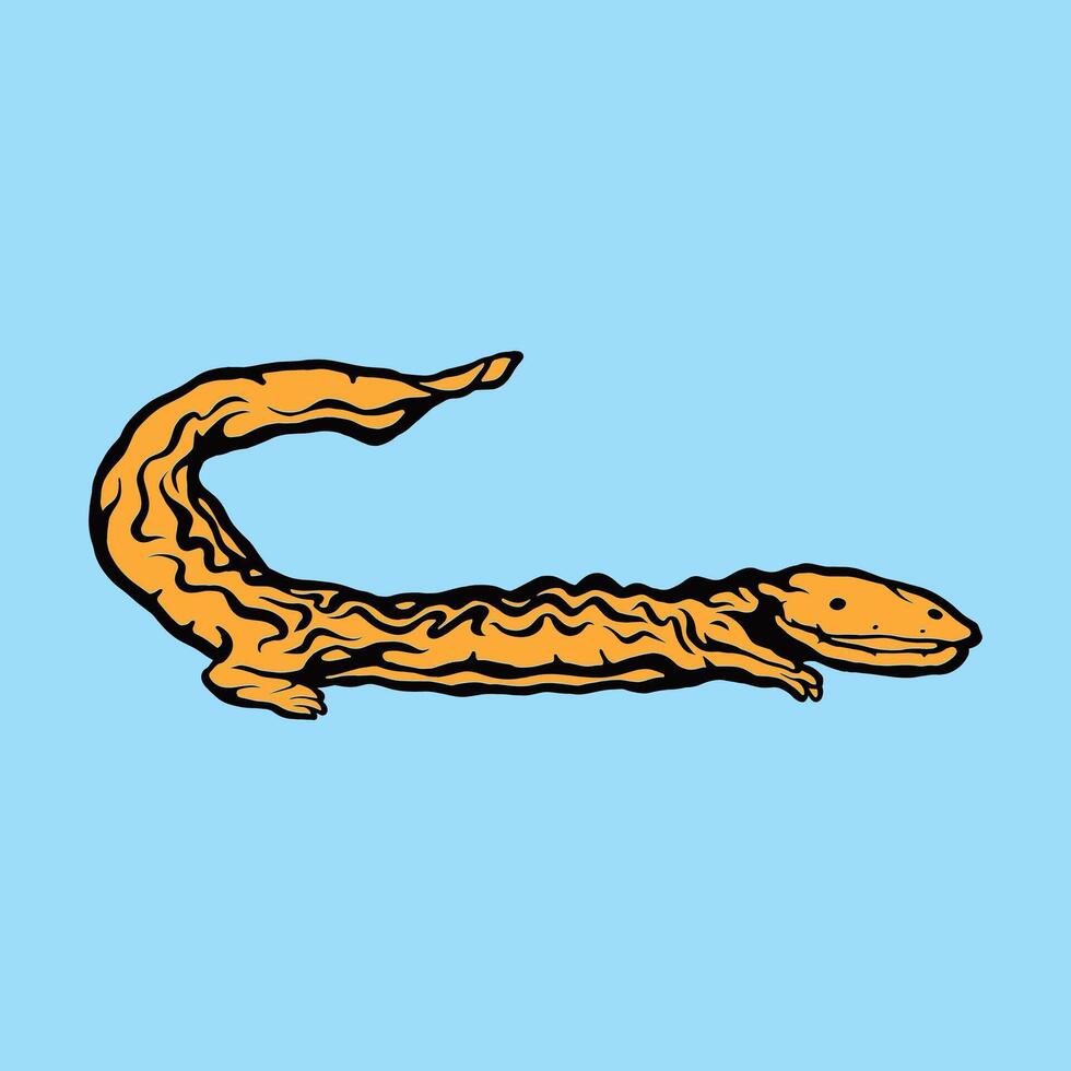 Chinesisch Riese Salamander, Hellbender Symbol, Salamander Vektor Design Illustration