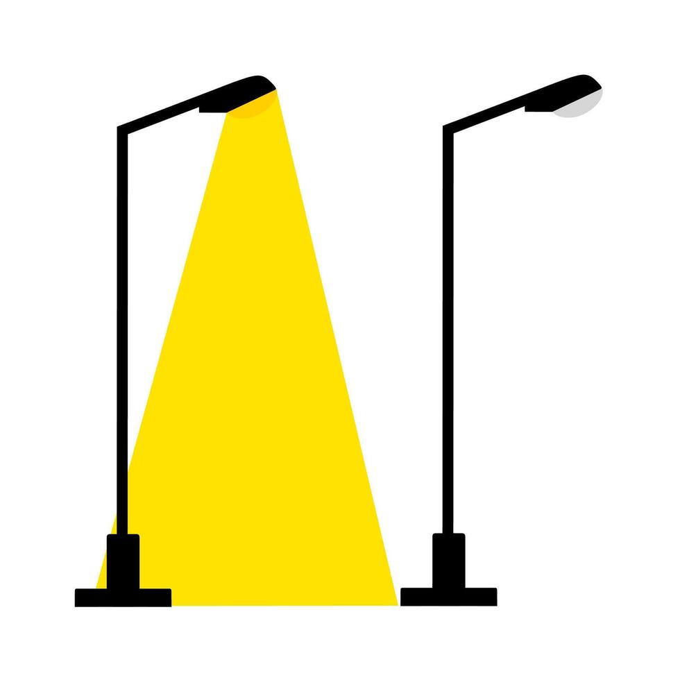 Vektor Illustration von gebrochen elektrisch Straße Lampe Post mit tot Licht isoliert auf Weiß Hintergrund. Gelb Straße Lampe zum Beleuchtung.