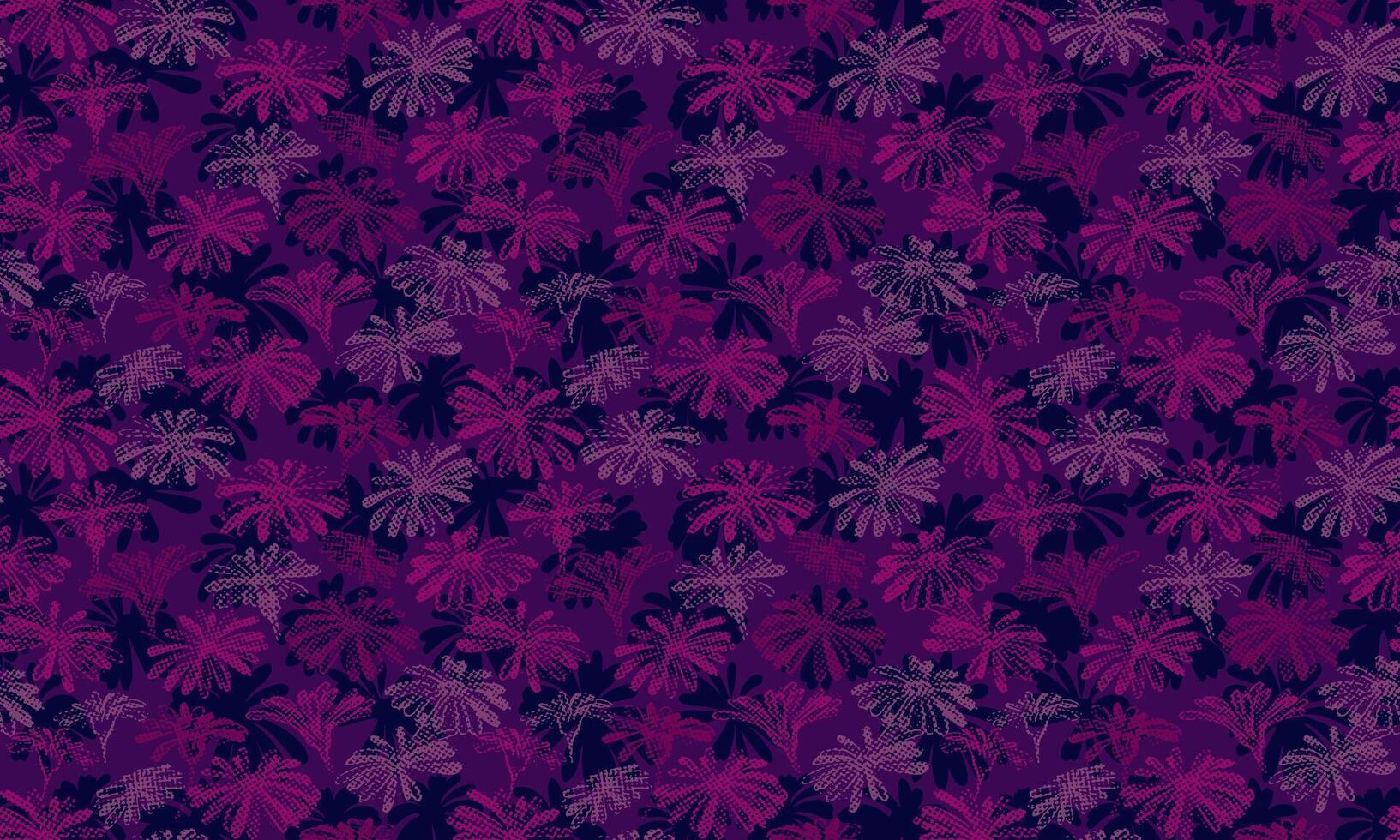 beschwingt Burgund Silhouetten gestalten Blumen nahtlos Muster auf ein dunkel lila Hintergrund. Vektor Hand gezeichnet skizzieren. Bürste texturiert Blumen- Drucken. Vorlage zum Textil, Oberfläche Design, Stoff, Mode
