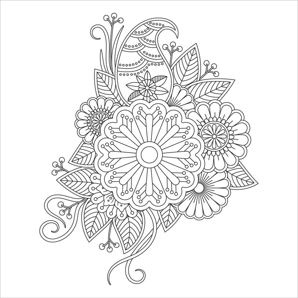 mehndi Blume Muster zum Henna Zeichnung und tätowieren Dekoration vektor